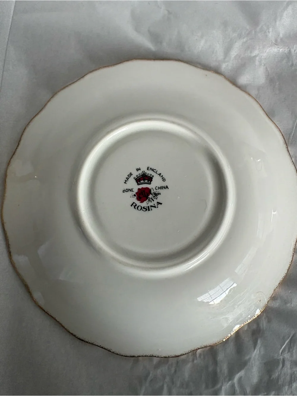 Rosina White Teacup & Saucer With Multi-color  Floral Gold Trim England Bone